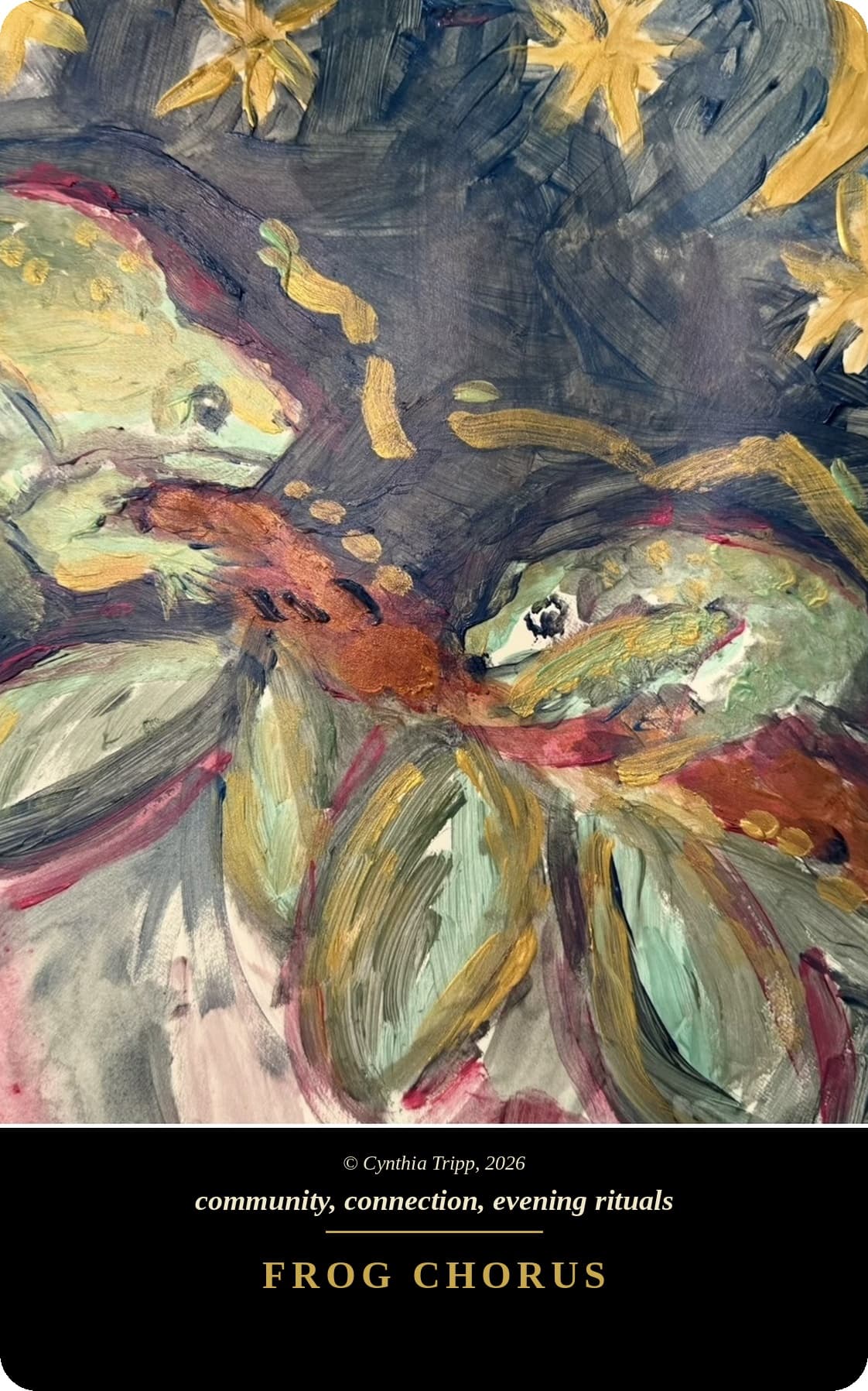 Frog Chorus — community, connection, evening rituals. Sound deck.