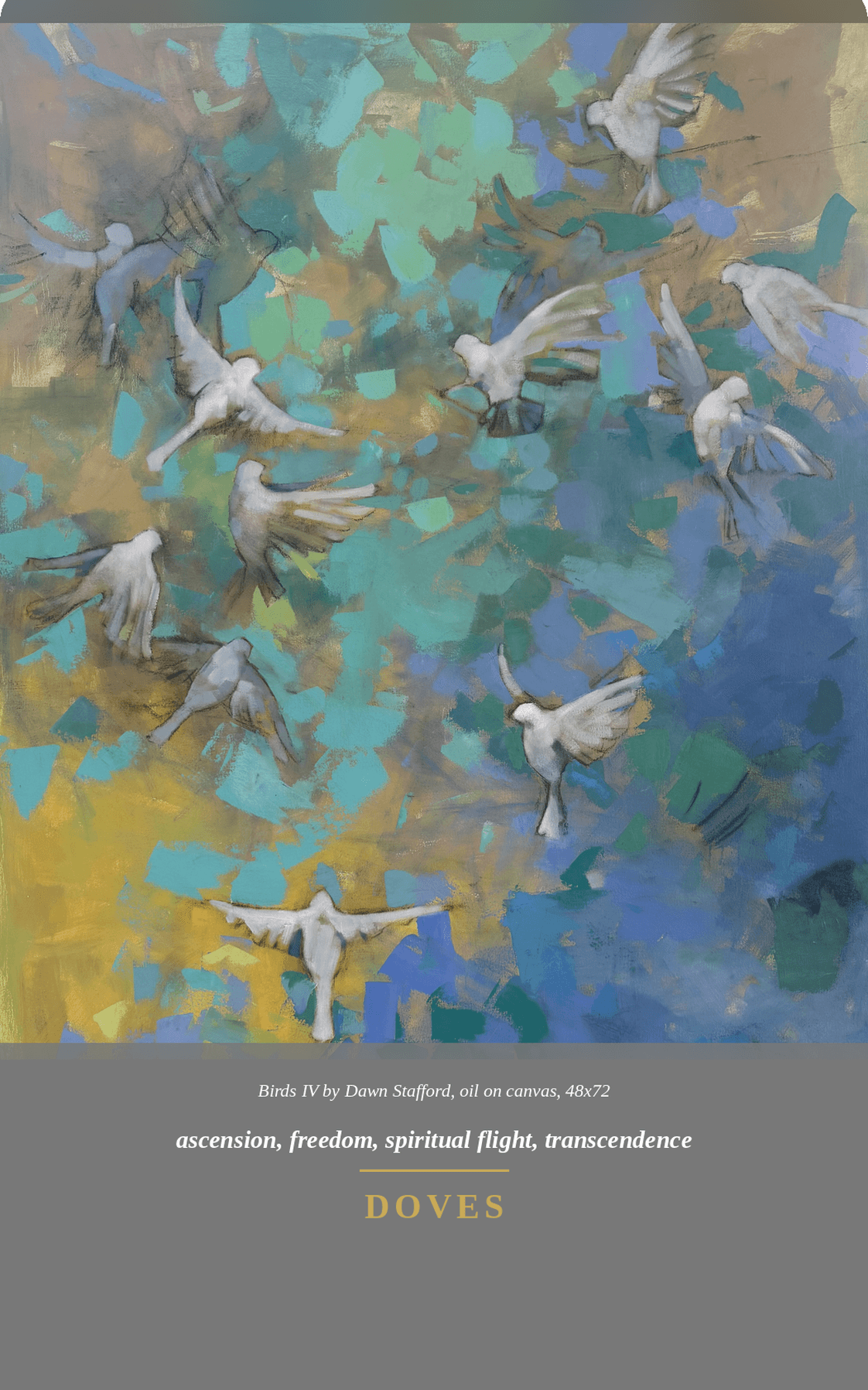 Doves — ascension, freedom, spiritual flight, transcendence. Symbol deck.
